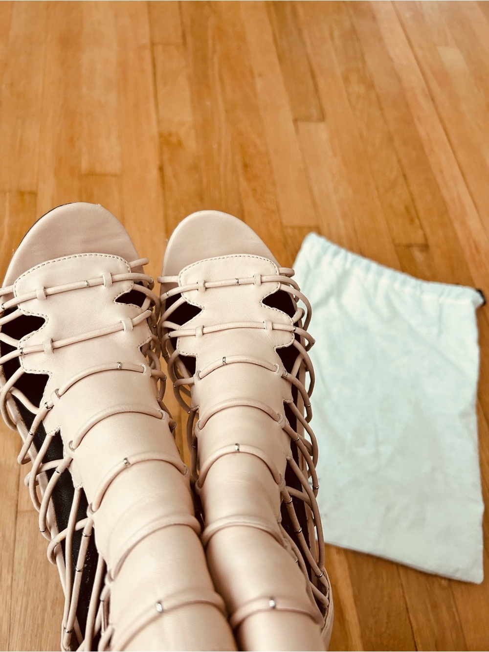 Pour La Victoire Blush Strappy High-Heel Gladiator Sandals - Picture 2 of 6